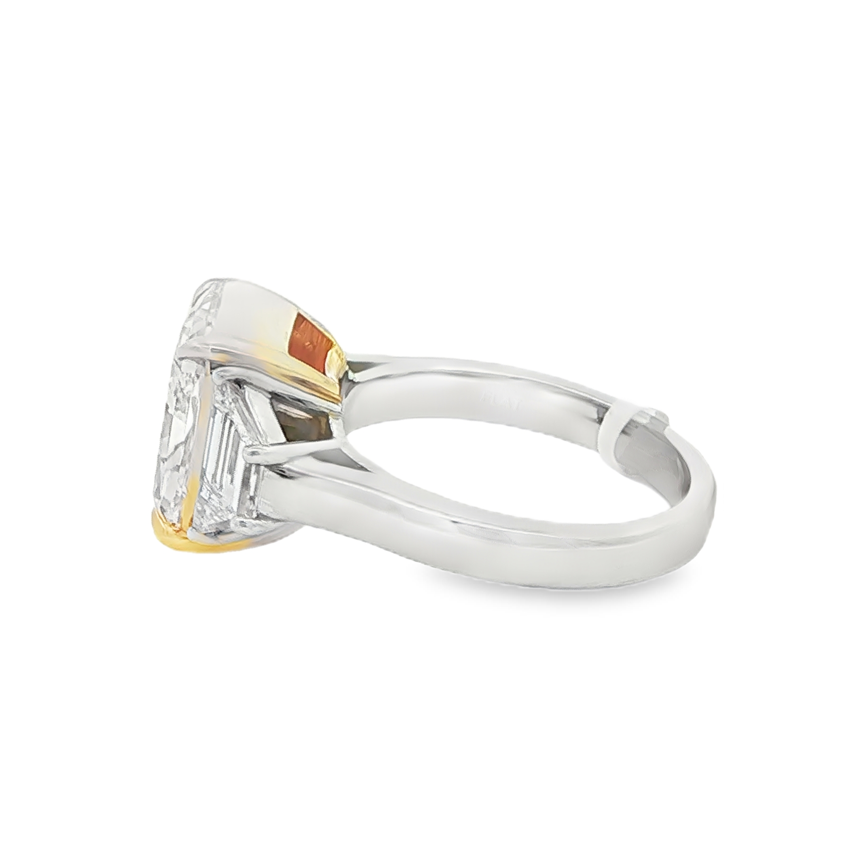 Three stone diamond ring profile view