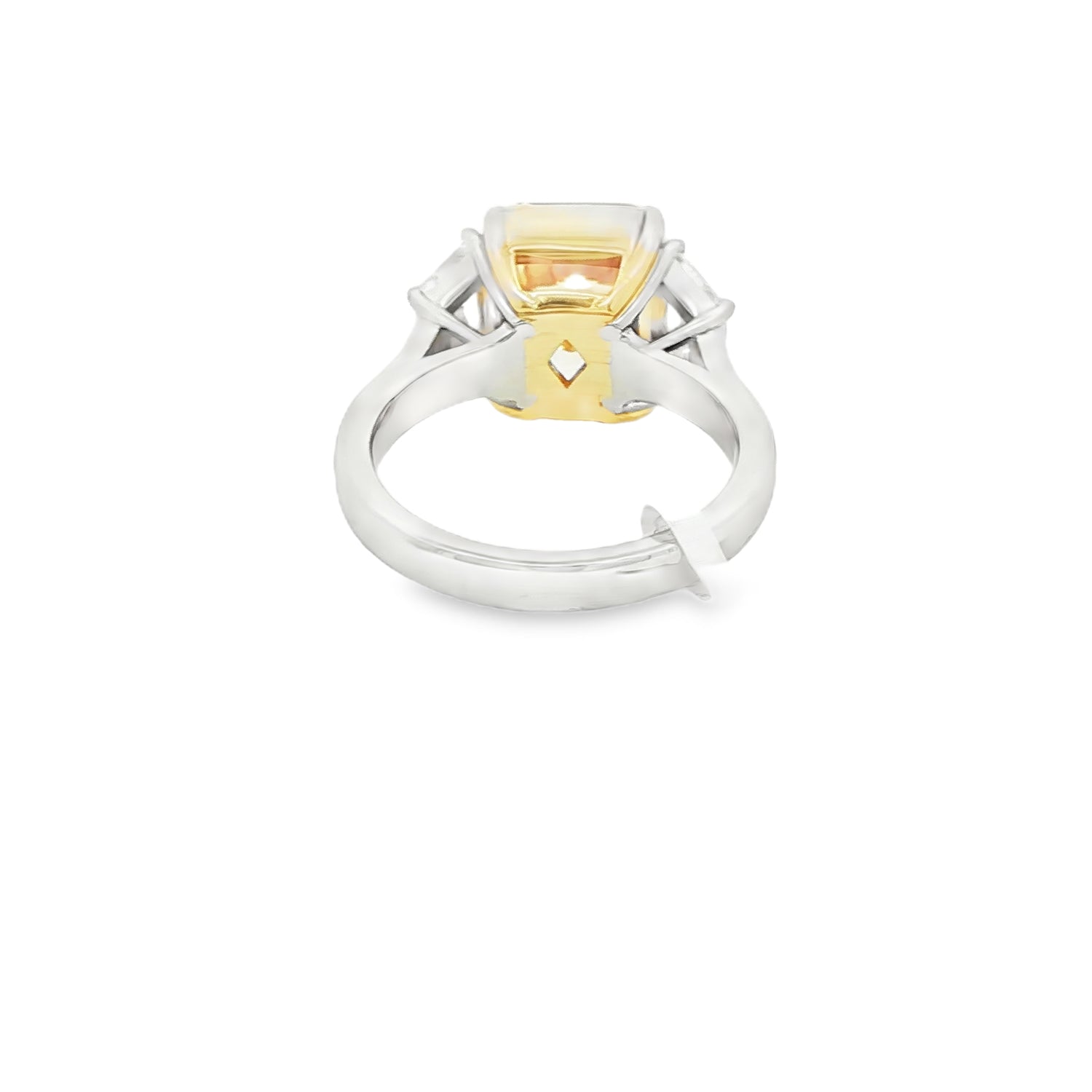 Radiant cut yellow diamond ring side profile