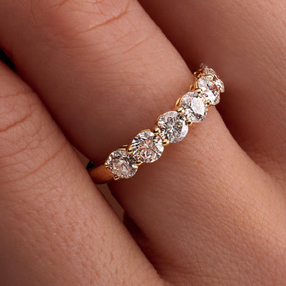 1.68 CT. Round Brilliant Diamond Half Eternity Band in Rose Gold - worn on model