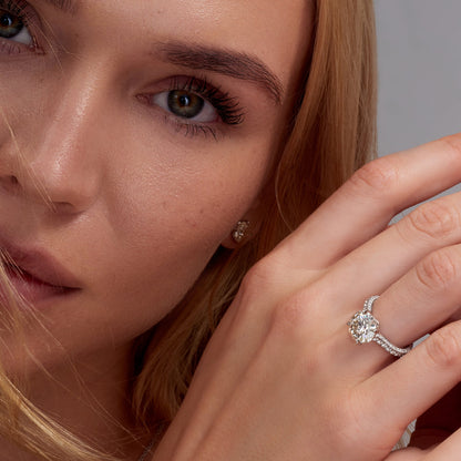 4.28 CT. Round Brilliant Diamond Ring in Platinum - worn on model