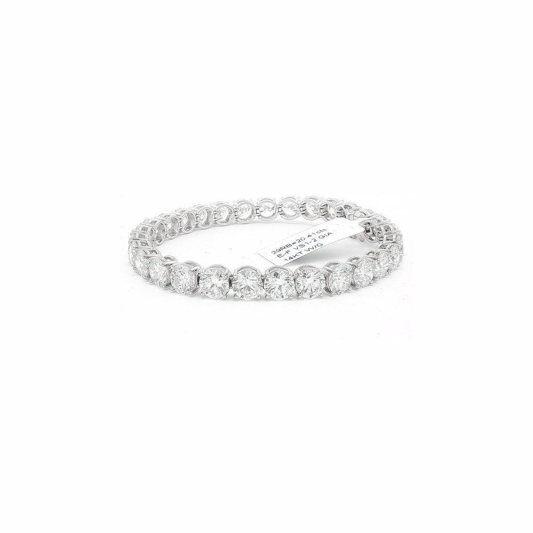 20.41 CT GIA Certified Round Brilliant Diamond Tennis Bracelet in 14K White Gold