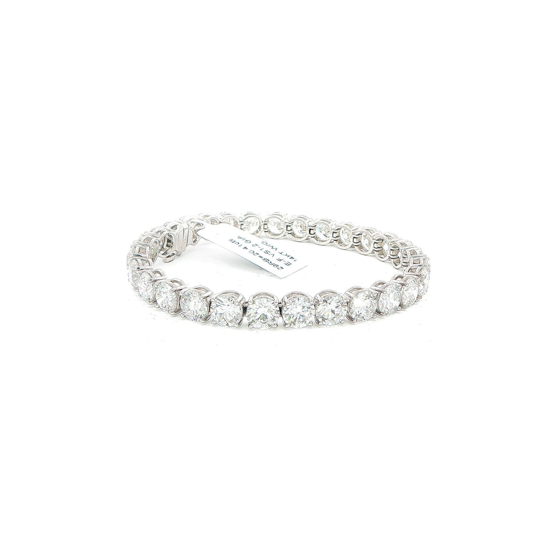 20.41 CT GIA Certified Round Brilliant Diamond Tennis Bracelet in 14K White Gold view 2